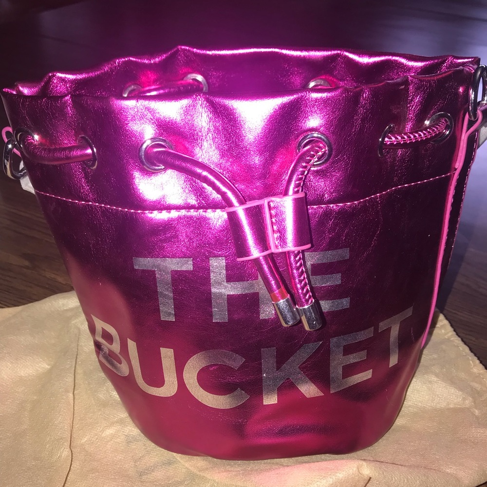 Small Metallic Pink Bucket Bag